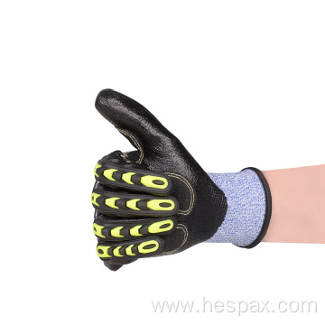 Hespax HPPE Nitrile Coated Anti Impact Protective Gloves